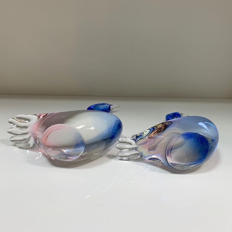 レトロ MultiGlass マルティグラス 鳥 19cm 15cm ペア 2個セット