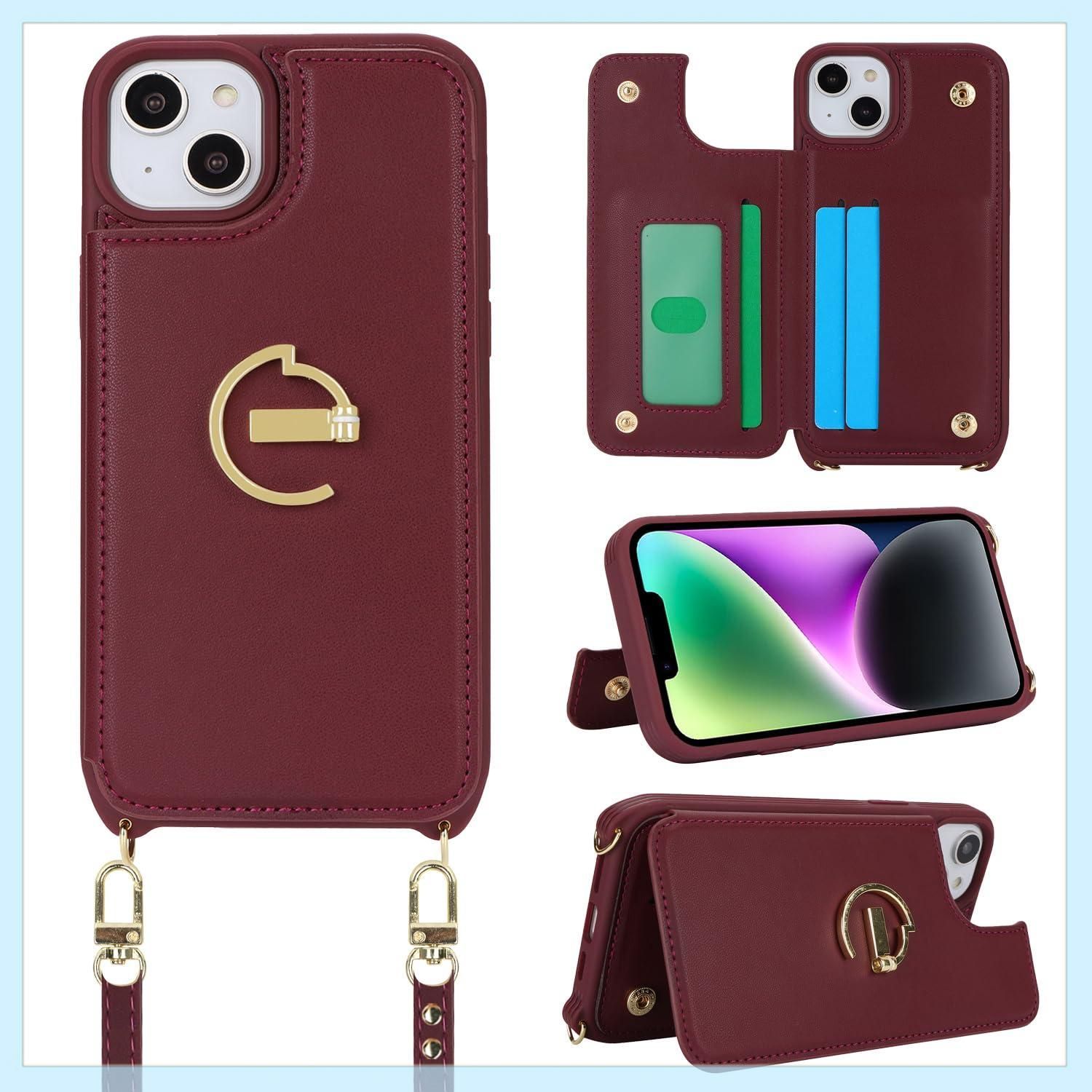 Ｈａｖａｙａ スマホショルダー iPhone15ケース iphone 15 ケース アイフォン15 ケース スマホケースiphone15 ショルダー リング付き レザー 肩掛け カード収納(アイフォン15 /あいふぉん15/いphone15/アイホン15 国内発送・保証制度対応