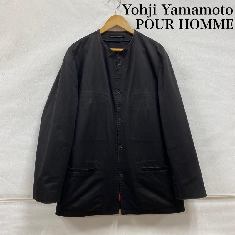 Yohji Yamamoto POUR HOMME ヨウジヤマモトプールオム ジャケット、上着 ジャンパー、ブルゾン OLD オールド 2000ss  00's ノーカラー コットンツイル HB-J48-068 - メルカリ