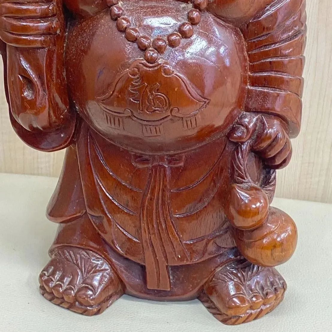 開運 縁起物 七福神 一刀彫 木製 布袋様 置物 飾り 昭和レトロ