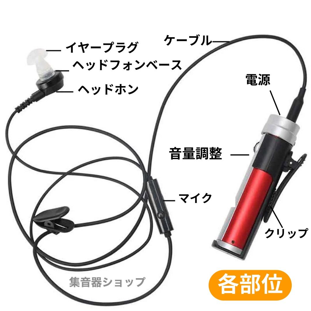 補聴器 集音器 本体 有線式集音器 高音質 耳が遠い 耳穴 服にかける 