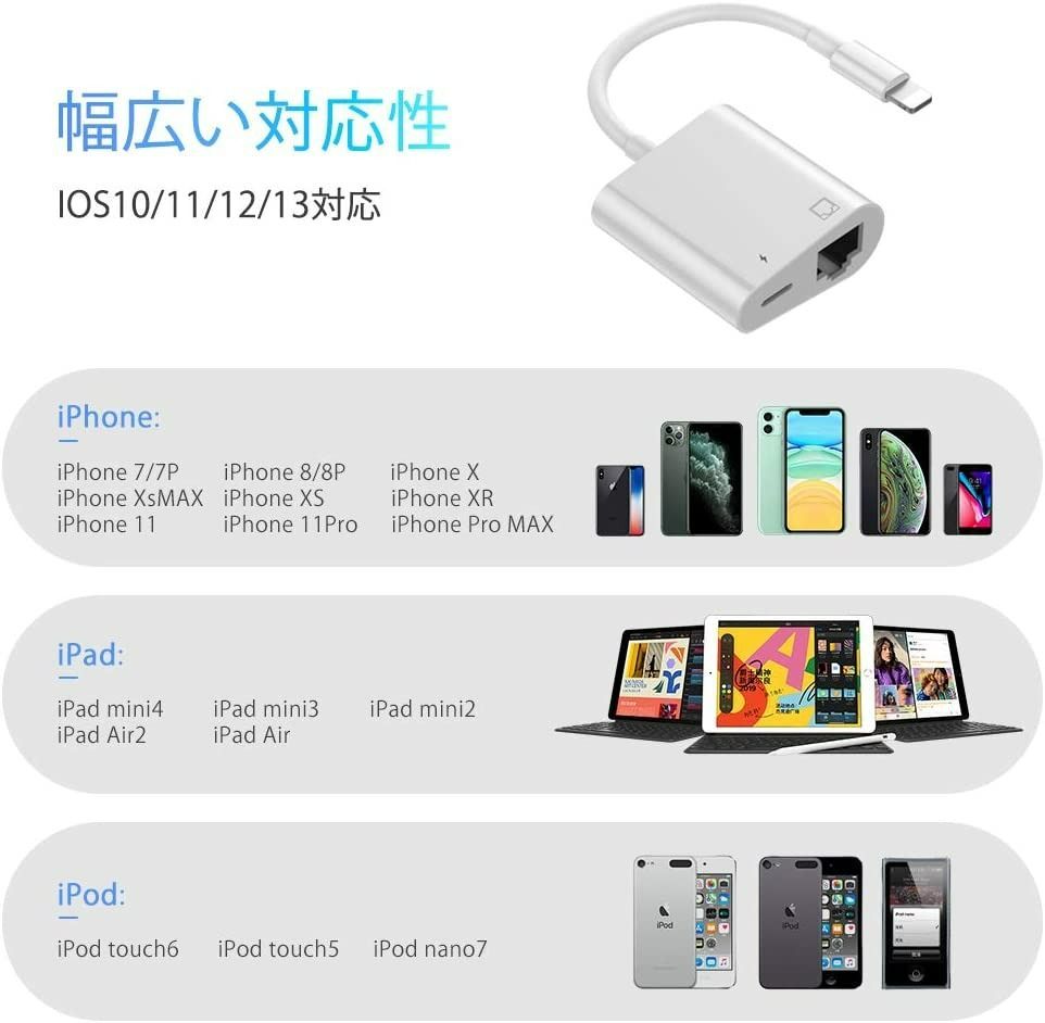 新品 送料無料 iPhone iPad 有線 LAN アダプタ ネット 10 - ルーター