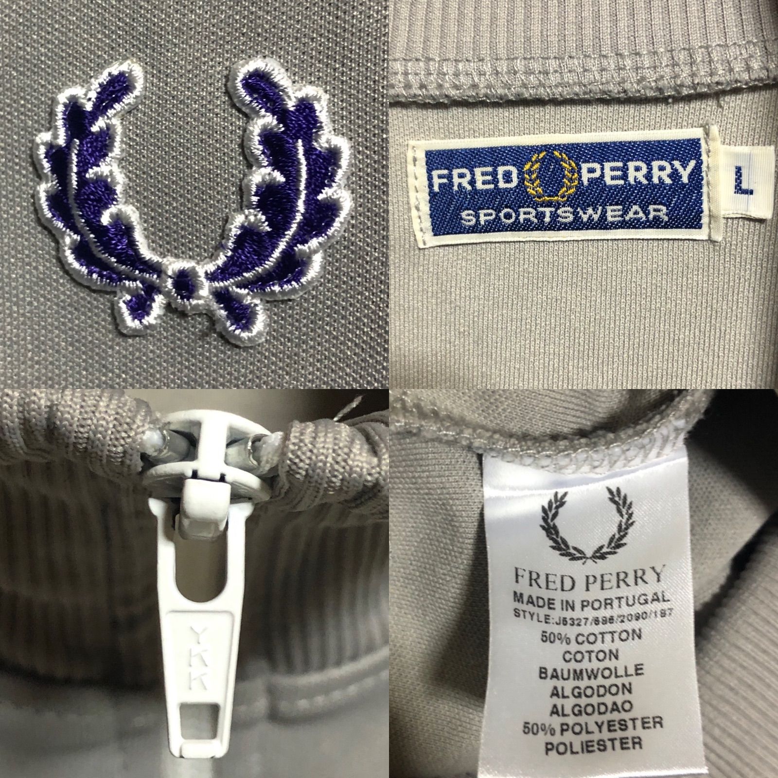 XL⭐️90s Fred Perry トラックジャケット/ジャージ 刺繍月桂樹 vintage グレー紫