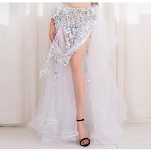 新品未使用 ベリーダンス衣装 上下セット 羽根 ブラ スカート