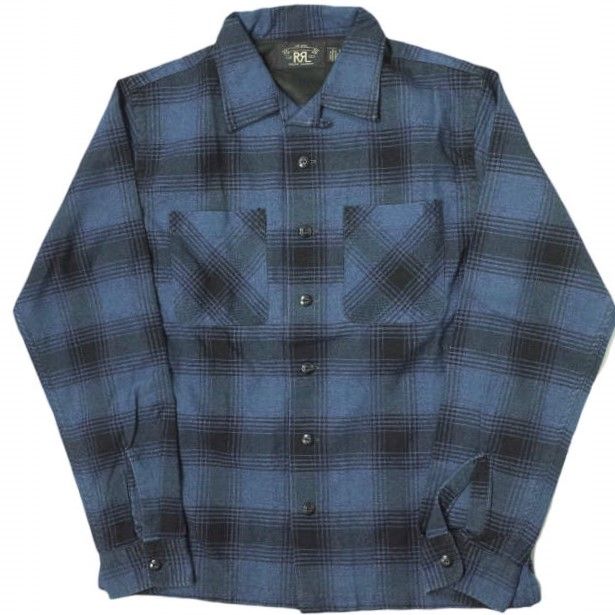 RRL ダブルアールエル　半袖　チェックシャツ　キャンプシャツ RRL ダブルアールエル WOOL BLEND CAMP SHIRTS - OMBRE PLAID