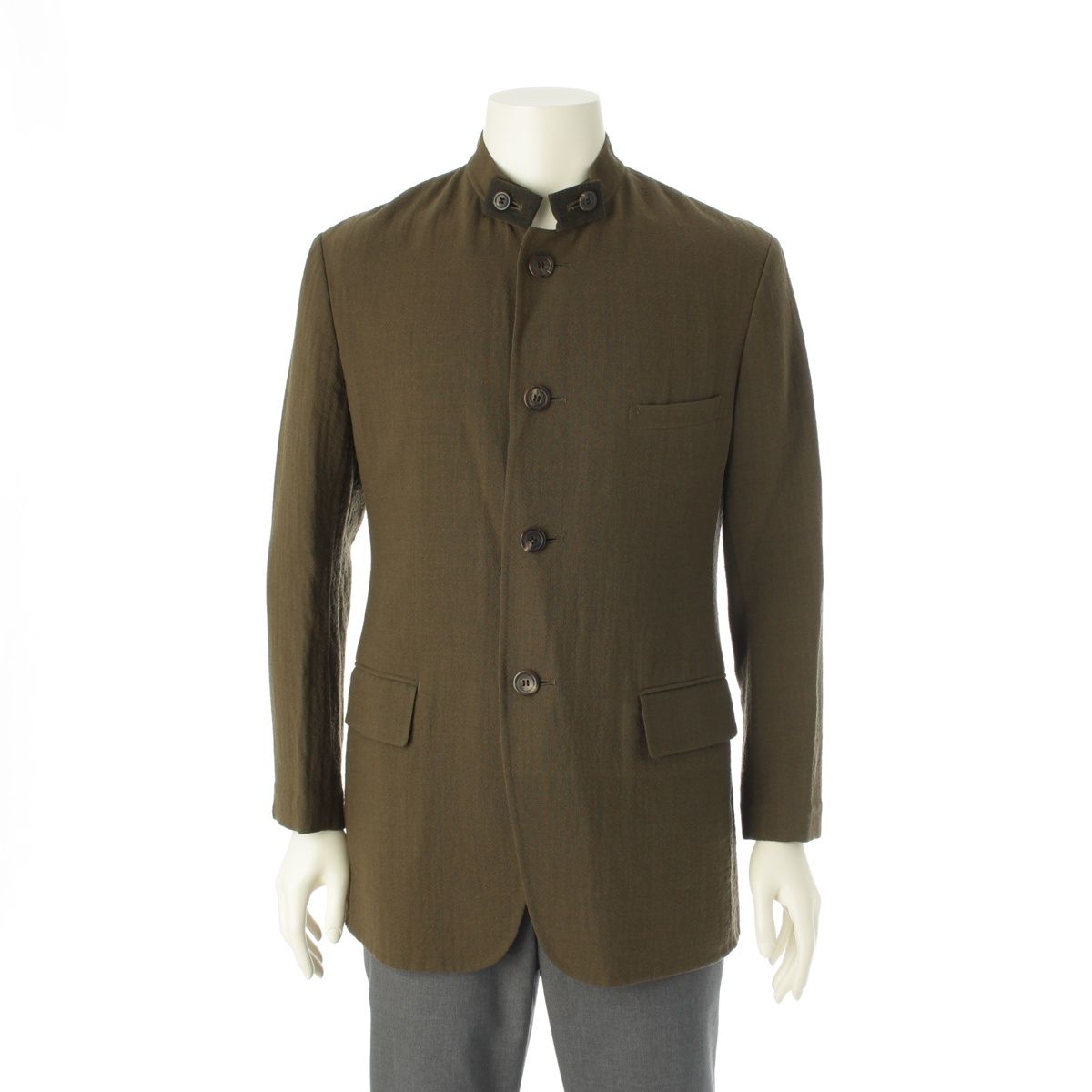 ISSEY MIYAKE ノーカラージャケット IM53-FD119 イッセイミヤケ ウール デザイン襟 マオカラー ノーカラー