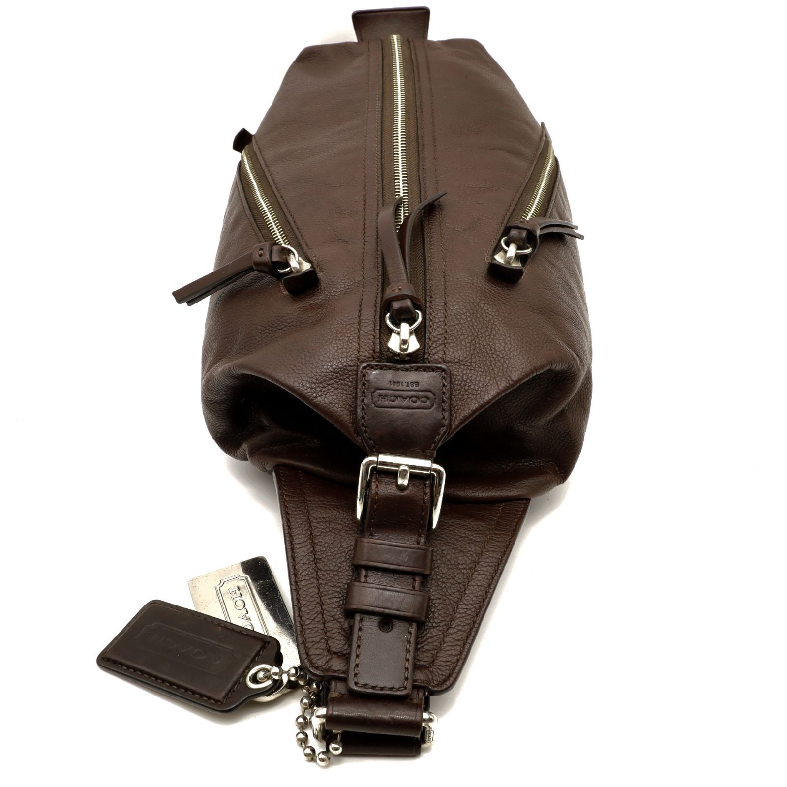 美品 COACH コーチ メンズ ボディバッグ トンプソン レザー
