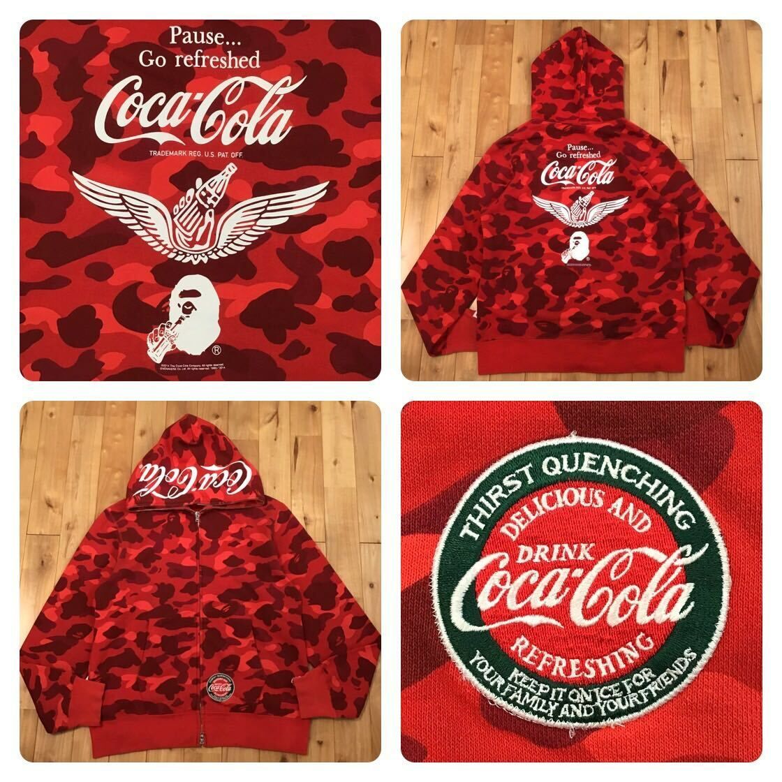 ☆XL☆ Coca cola Red camo フルジップ パーカー BAPE full zip hoodie a bathing ape エイプ  ベイプ コカコーラ 迷彩 - メルカリ