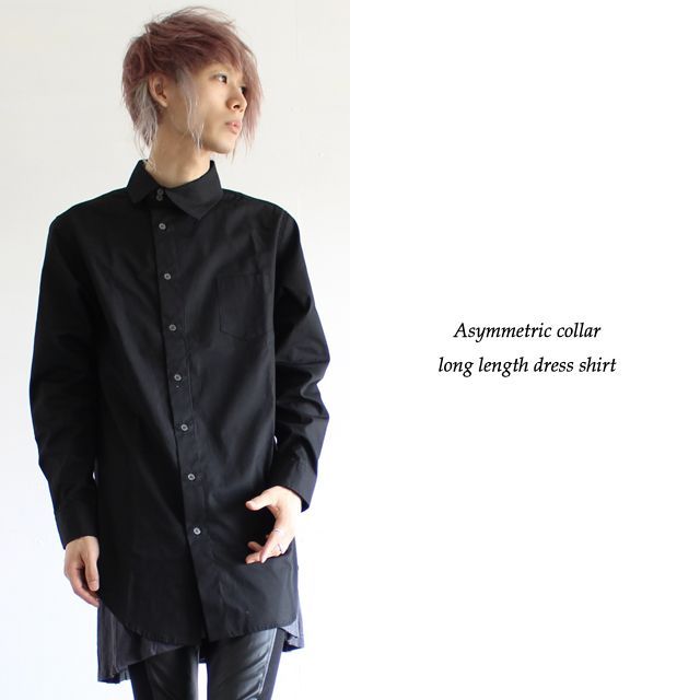 アシンメトリー ロング丈ドレスシャツ