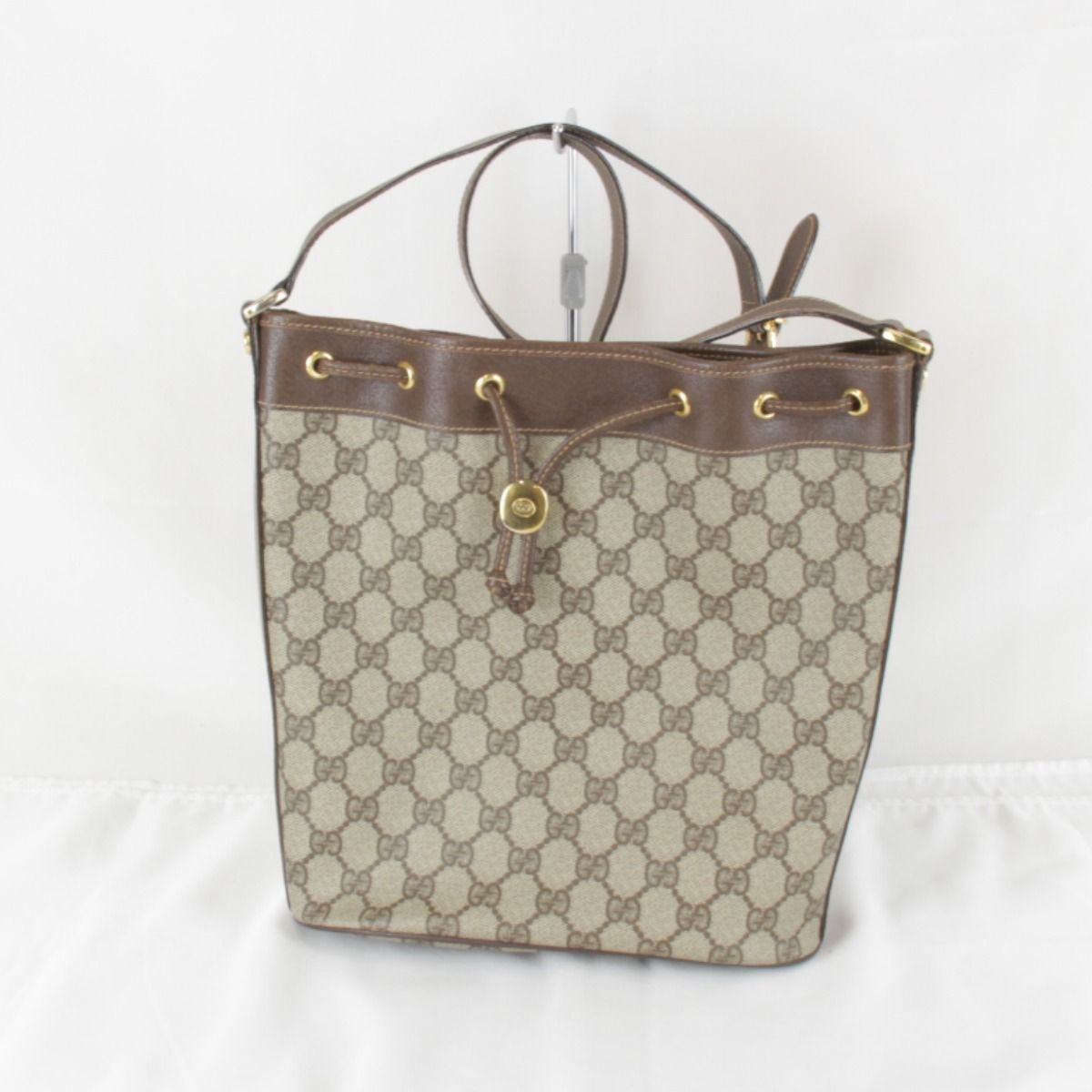 オールドグッチ 巾着 ショルダーバッグ GG スプリーム PVC A4 Gucci 