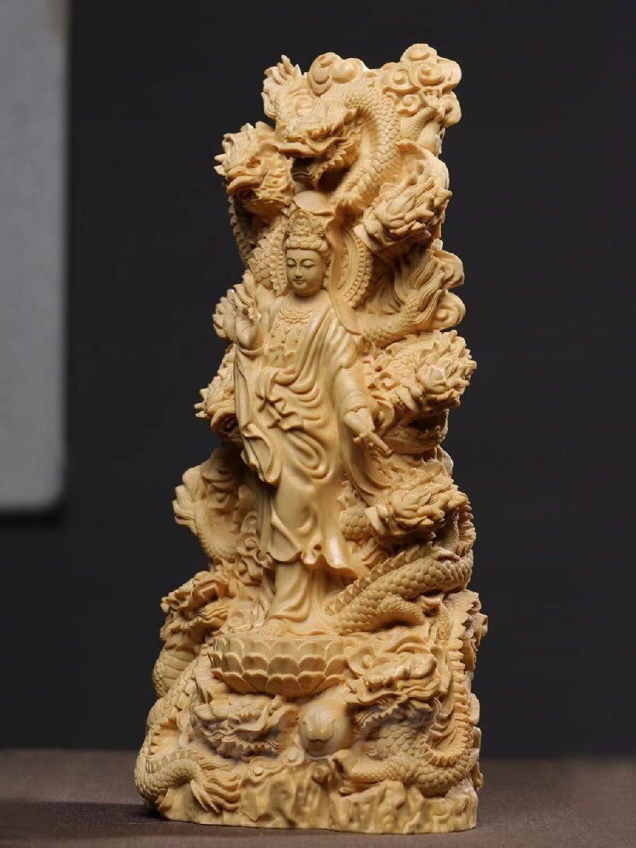 木彫仏像 仏教美術 精密細工 九龍観音像 木彫り 桧木製 観音菩薩