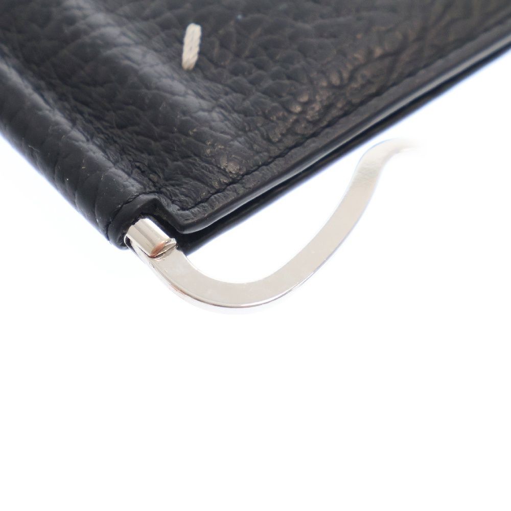 美品✨ メゾンマルジェラ　マネークリップ　折り財布　シボ革　ステッチ　黒 美品✨ メゾンマルジェラ マネークリップ 折り財布 シボ革