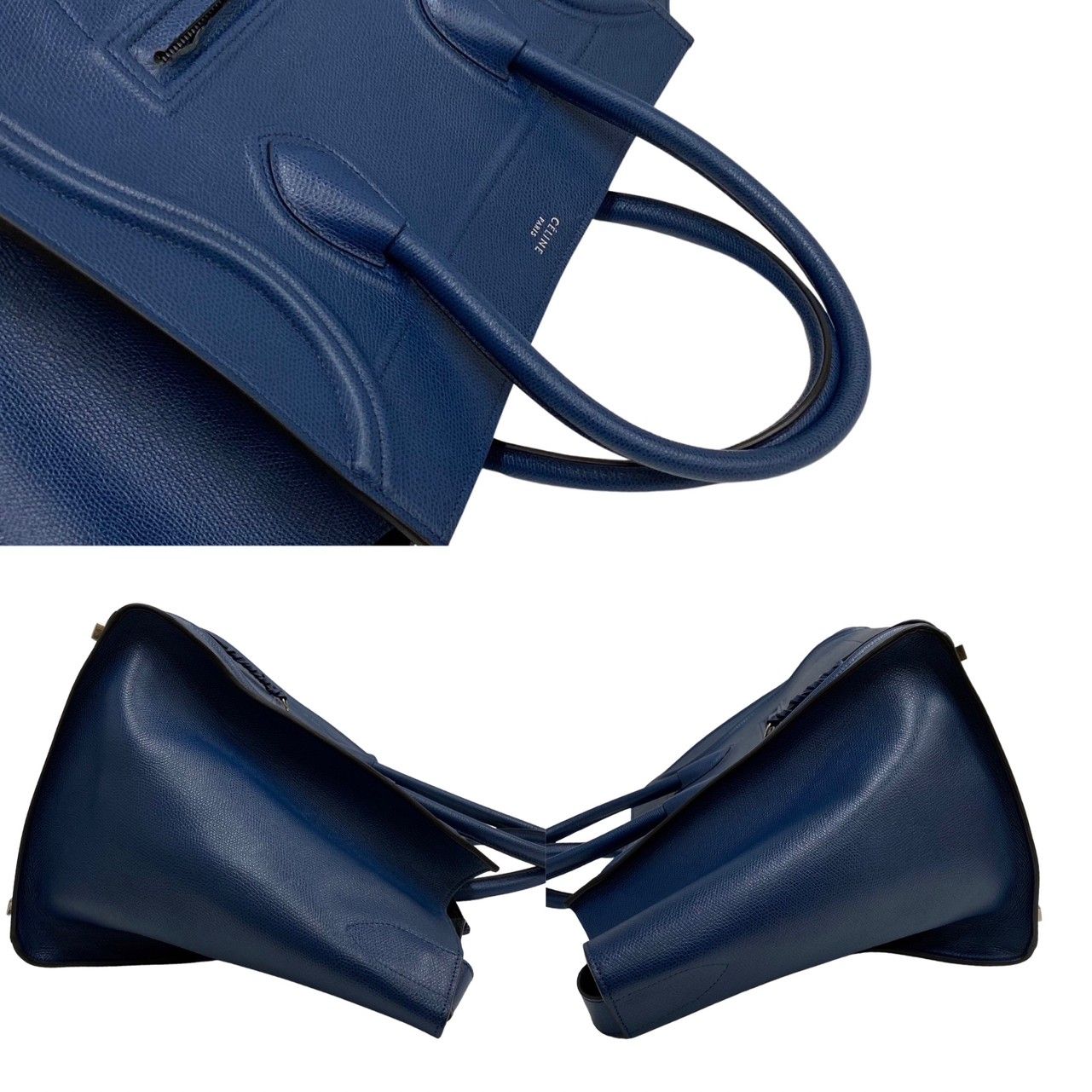 美品！希少 CELINE セリーヌ ラゲージ ミニ レザートートバッグ ネイビー 美品！希少 CELINE セリーヌ ラゲージ ミニ レザートートバッグ