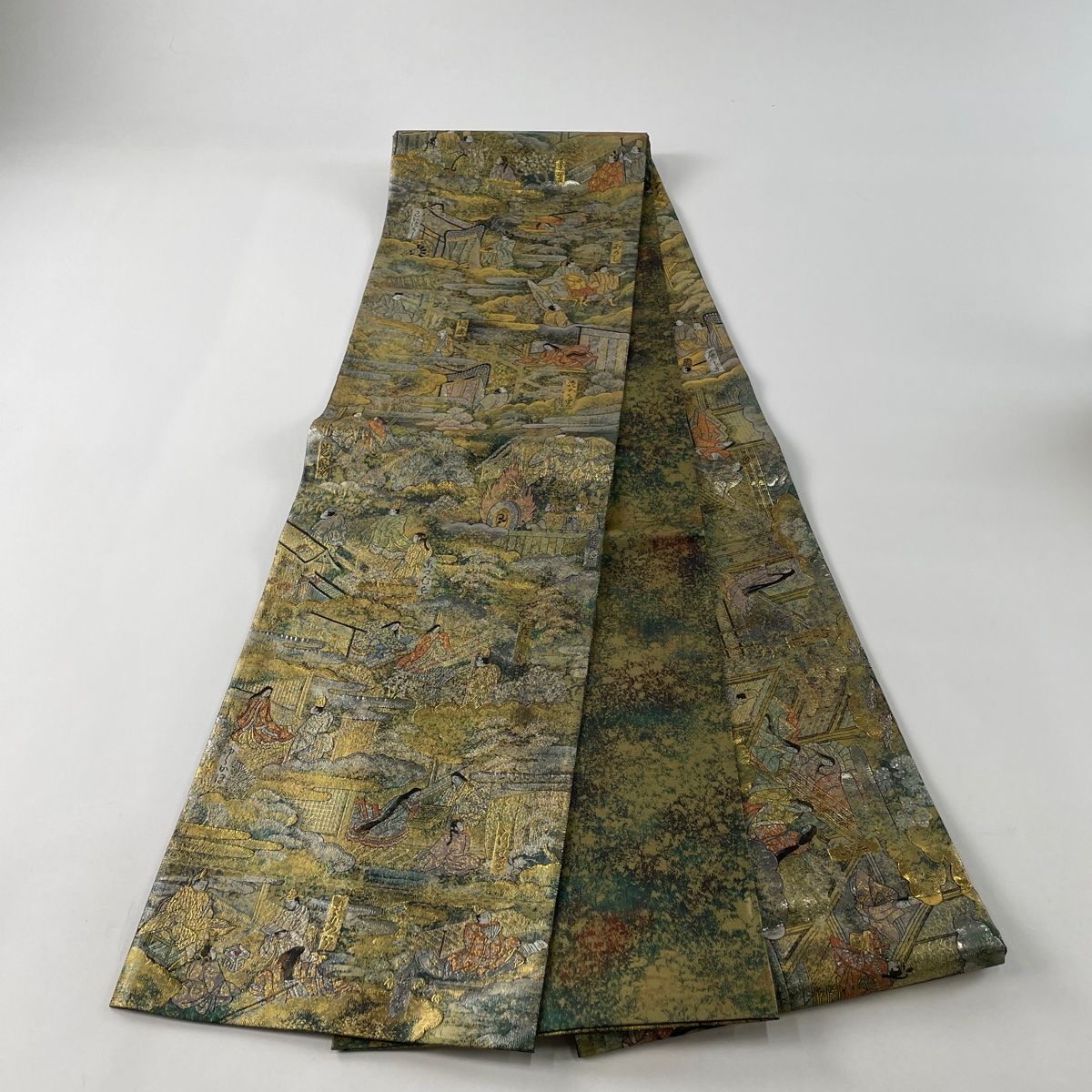 袋帯 美品 名品 落款 共箱付 全通全景図 源氏物語絵巻 24金プラチナ二