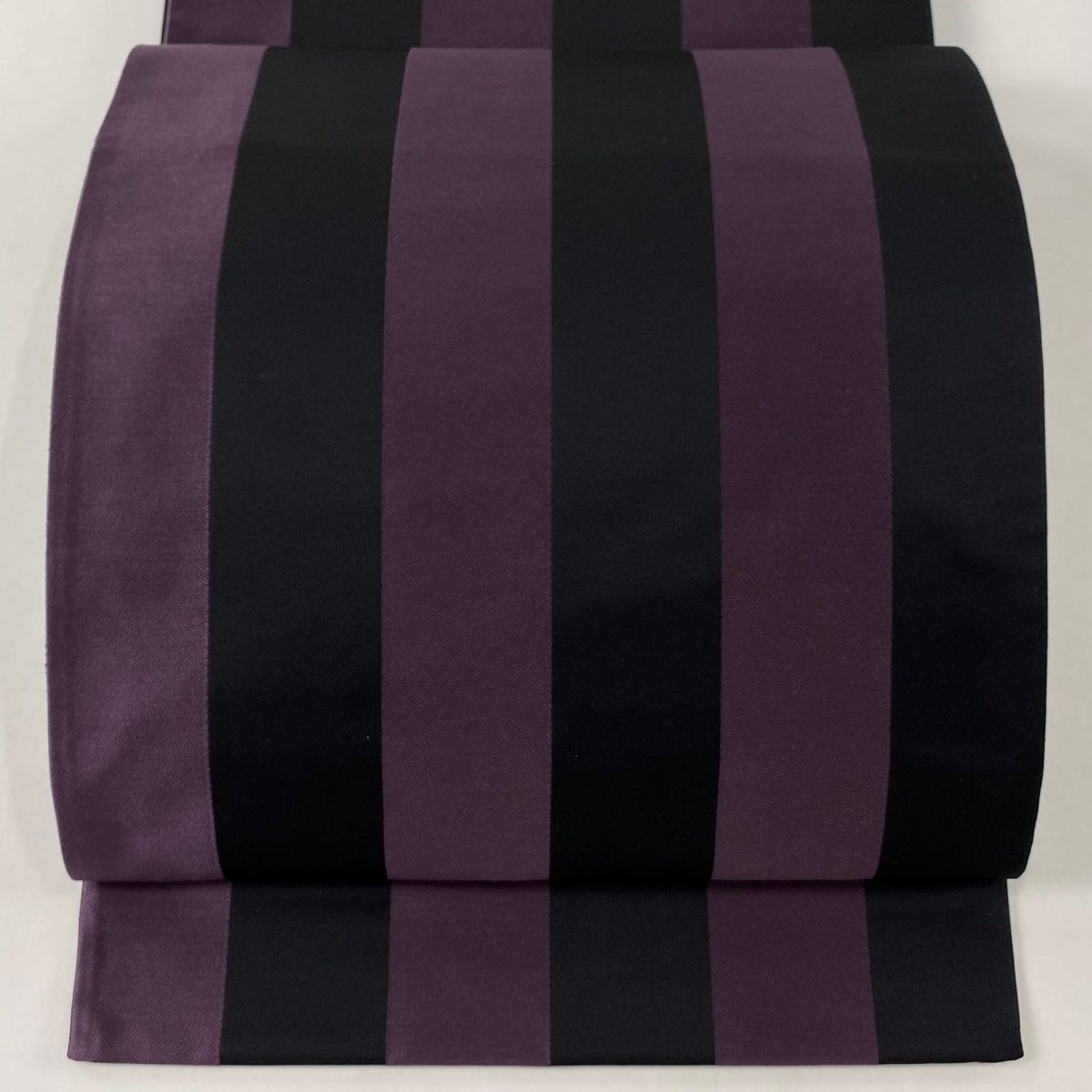 袋帯 美品 逸品 辻村ジュサブロー 落款 縞 紫 六通 正絹 【中古