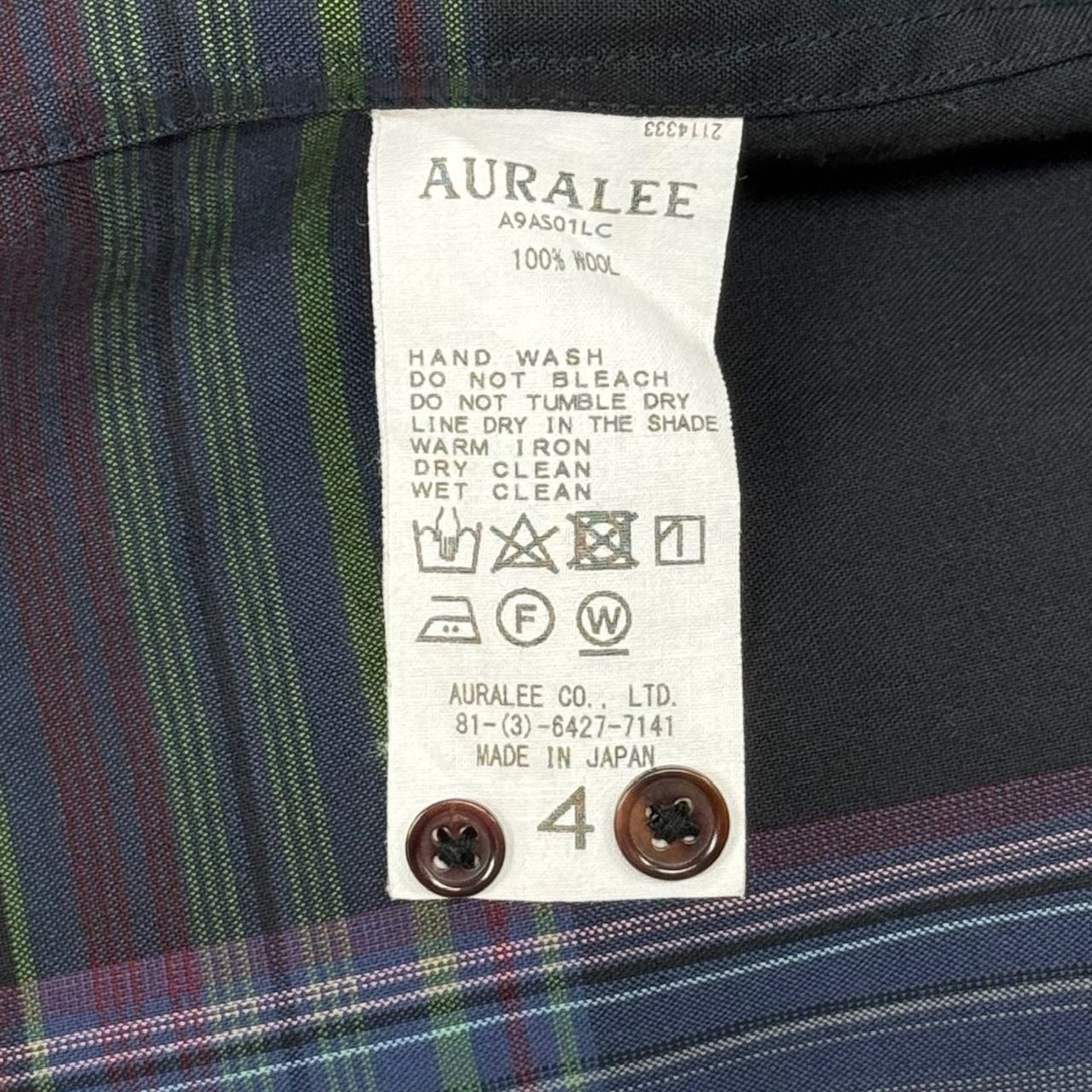 AURALEE 19AW SUPER LIGHT WOOL CHECK SHIRTS スーパーライトウールチェックシャツ ロングスリーブ オーラリー  A9AS01LC ブラック 4 73654A6 - メルカリ