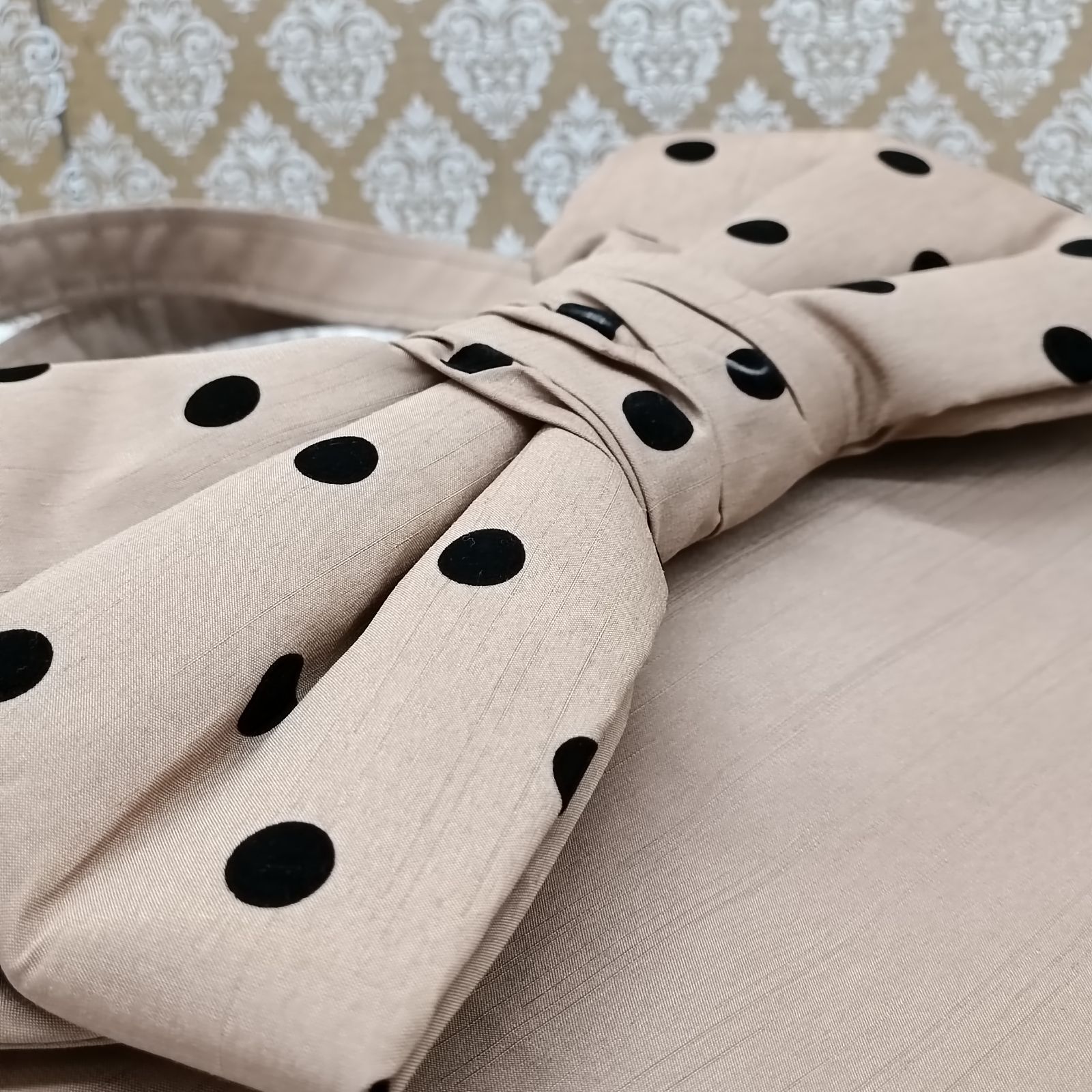 MUGUDT 》 ミュゲ リボンバッグ ドット ベージュ 定番 トートバッグ  