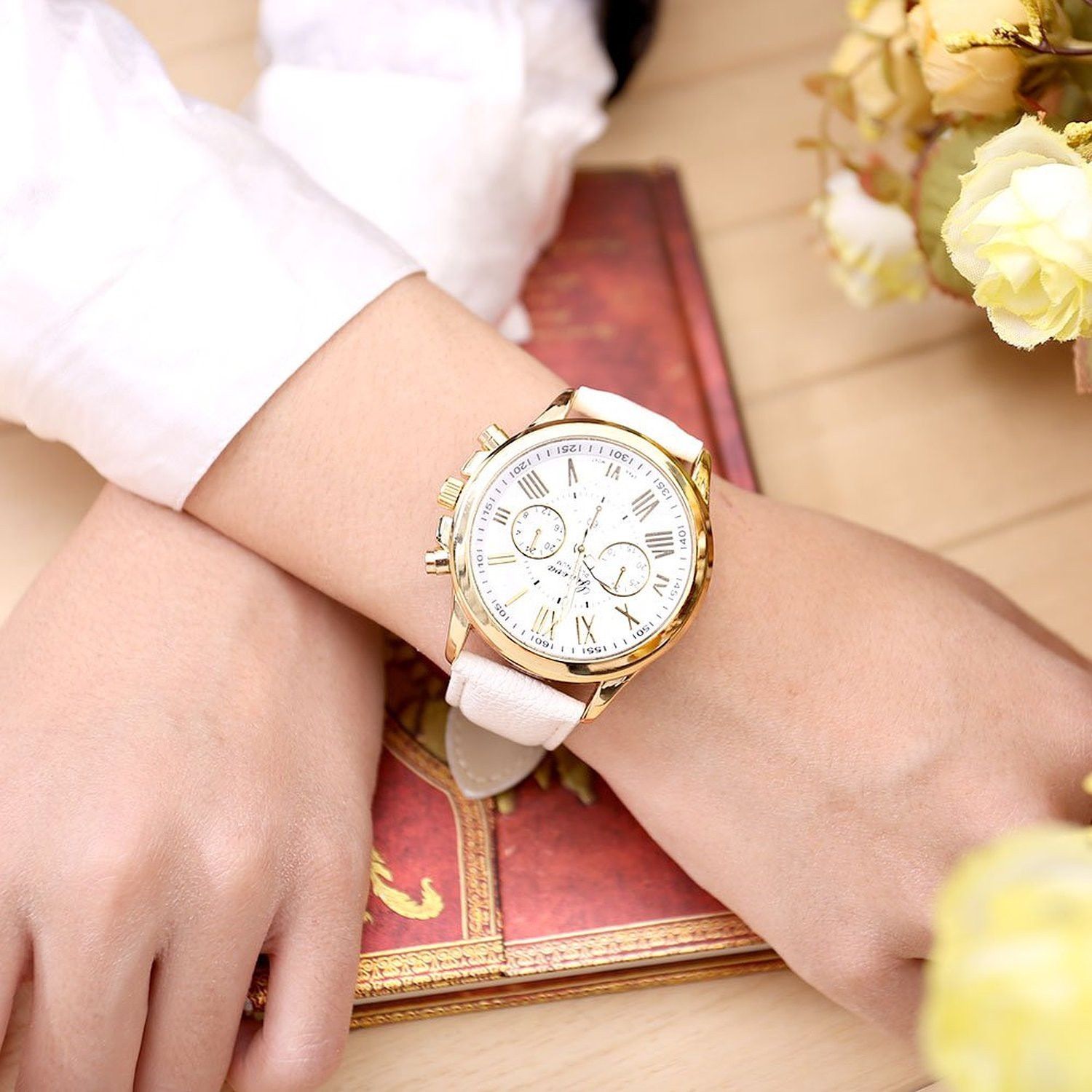 最大15%OFFクーポン 腕時計 時計 ギリシャ文字 メンズ腕時計 アナログ メンズ クォーツ 高品質 レザー ベルト バンド 革 ファッション時計  ウォッチ ブラウン ゴールド