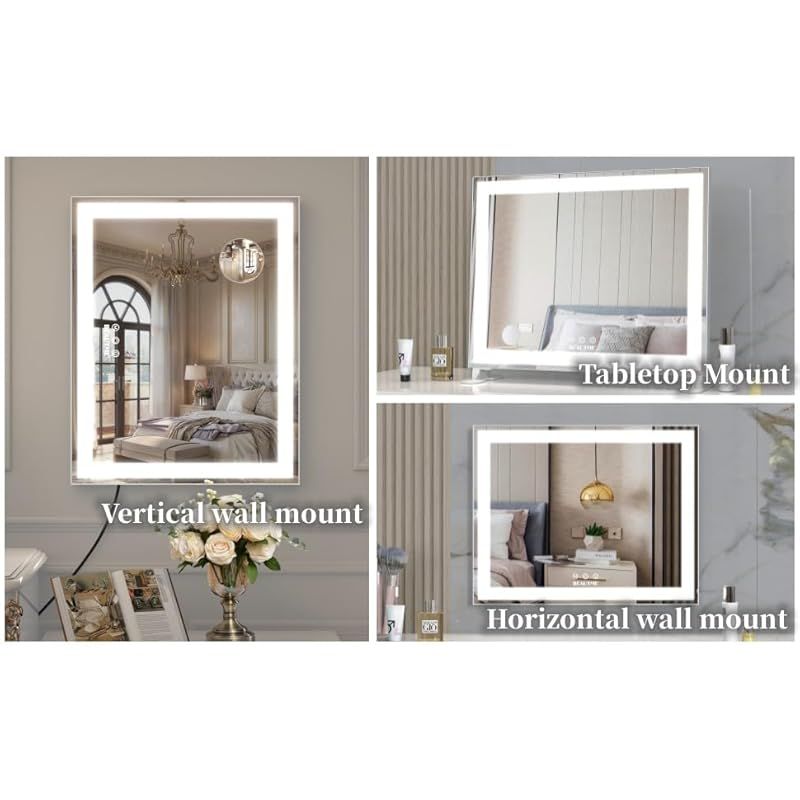 ANYHI 女優ミラー 卓上、ハリウッドミラー壁掛け 、ライト付きLED化粧
