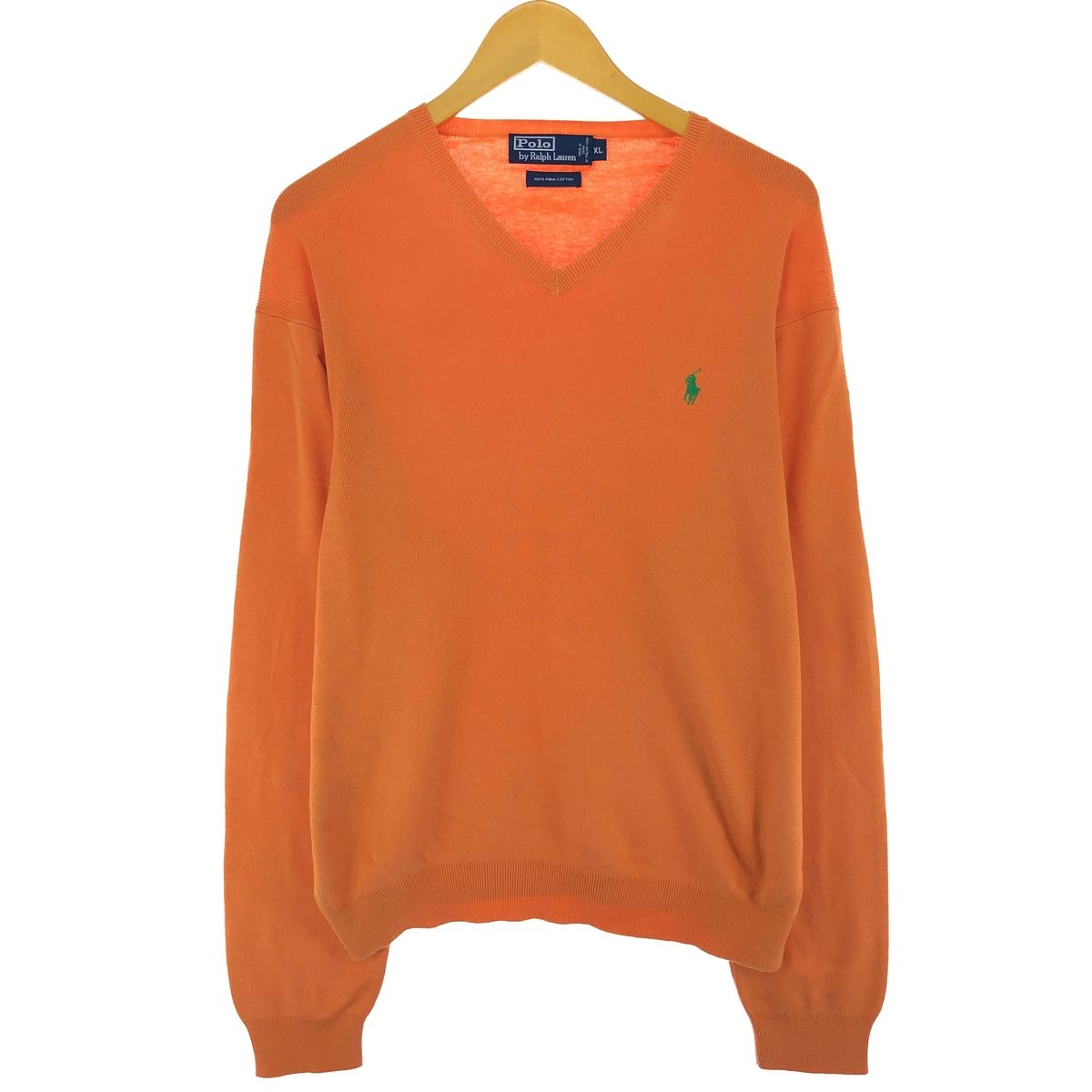 古着 ラルフローレン Ralph Lauren POLO by Ralph Lauren Vネック ピマコットンニットセーター メンズXL相当/eaa479102