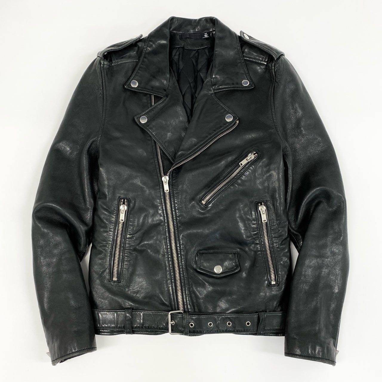 43f25 BLK DNM ブラックデニム ラムレザー ダブルライダース