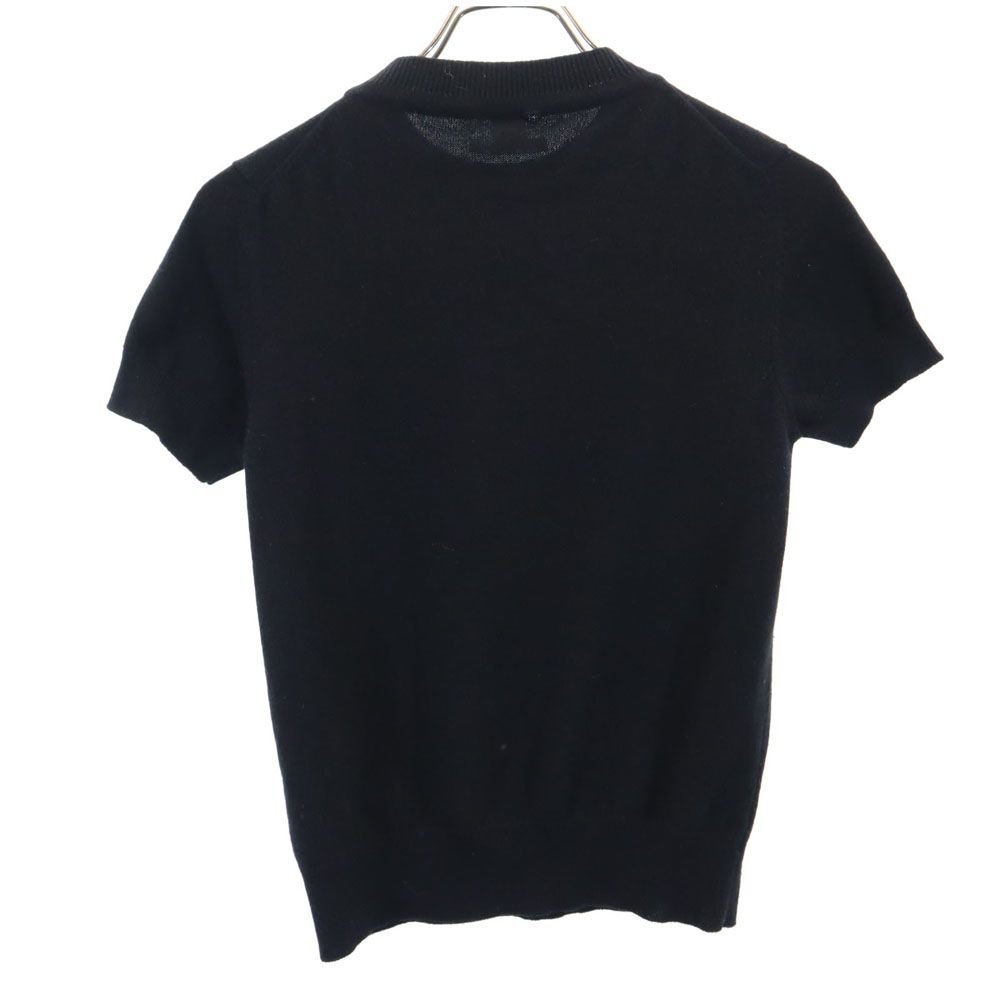 エルメス カシミヤ100％ 半袖 セーター 34/S ブラック HERMES PARIS