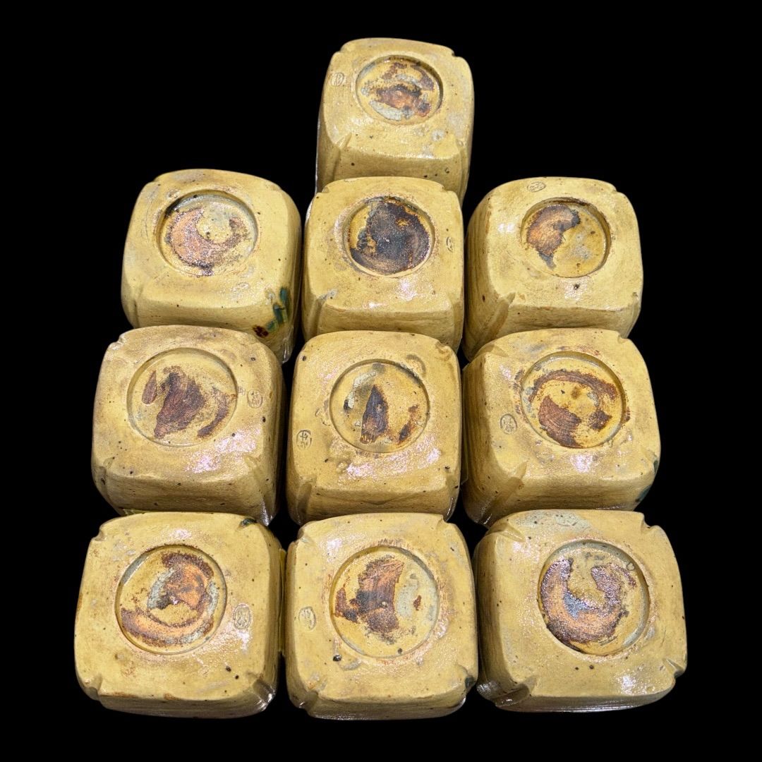 瀬戸焼　加藤景正二十五世作介 作　古瀬戸写　小皿　十客　共箱　無傷。 瀬戸焼 加藤景正二十五世作介 作 古瀬戸写 小皿 十客 共箱 無傷