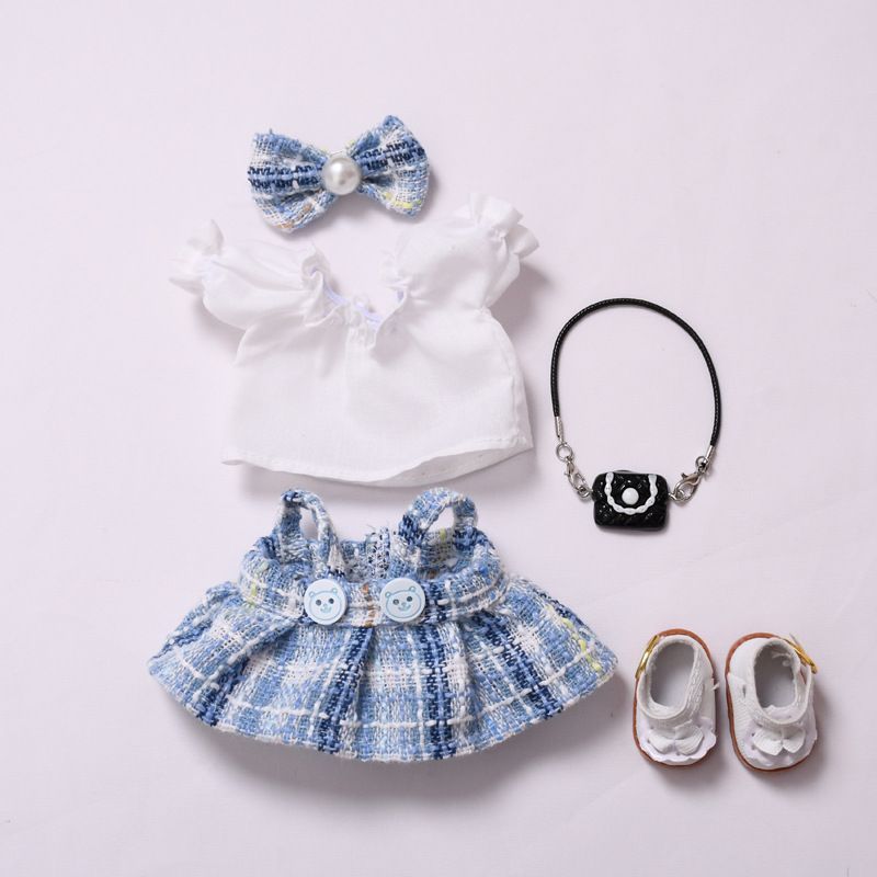 【限定PREMIUM】ラブブ LABUBU 着せ替え服 水着 5点セット C H labubu洋服 ラブブ用ぬいぐるみ着17cmオーバーオール着せ替え服5
