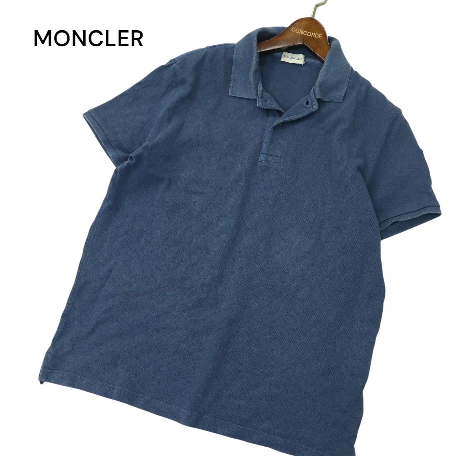 モンクレール ポロシャツ ロゴワッペン 鹿の子 半袖 ブラック MONCLER モンクレール メンズ ラバーワッペン+ラインデザイン