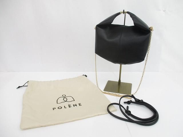 ポレーヌ POLENE ベリ Beri ハンドバッグ 2WAYショルダーバッグ カーフレザー ブラック レディース
