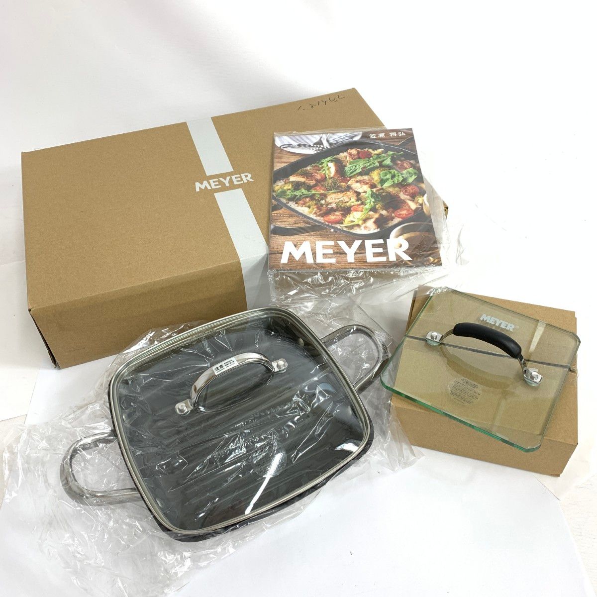 未使用品 MEYER マイヤー スクエアグリルパン 箱付 24cm シルバー