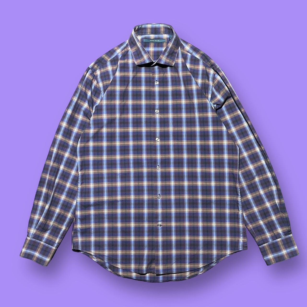Perry Ellis チェック柄長袖シャツ M 1990's 