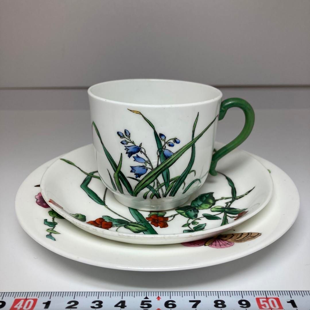 激 品 ミントンアンティーク蝶文 カップ＆ソーサートリオ東H5-0527