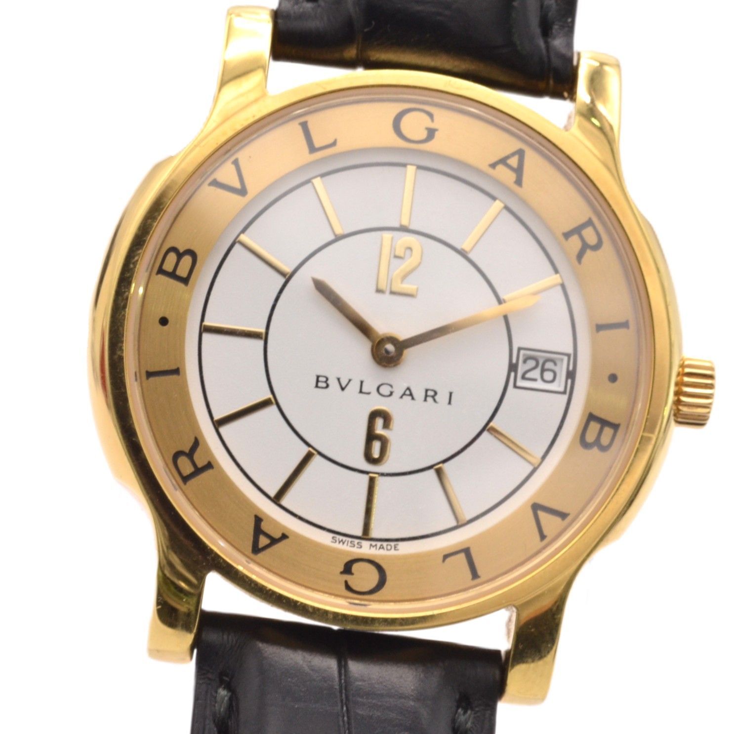 BVLGARI ブルガリ ソロテンポ ST35G メンズ腕時計 クォーツ ホワイト文字盤 K18YG イエローゴールド
