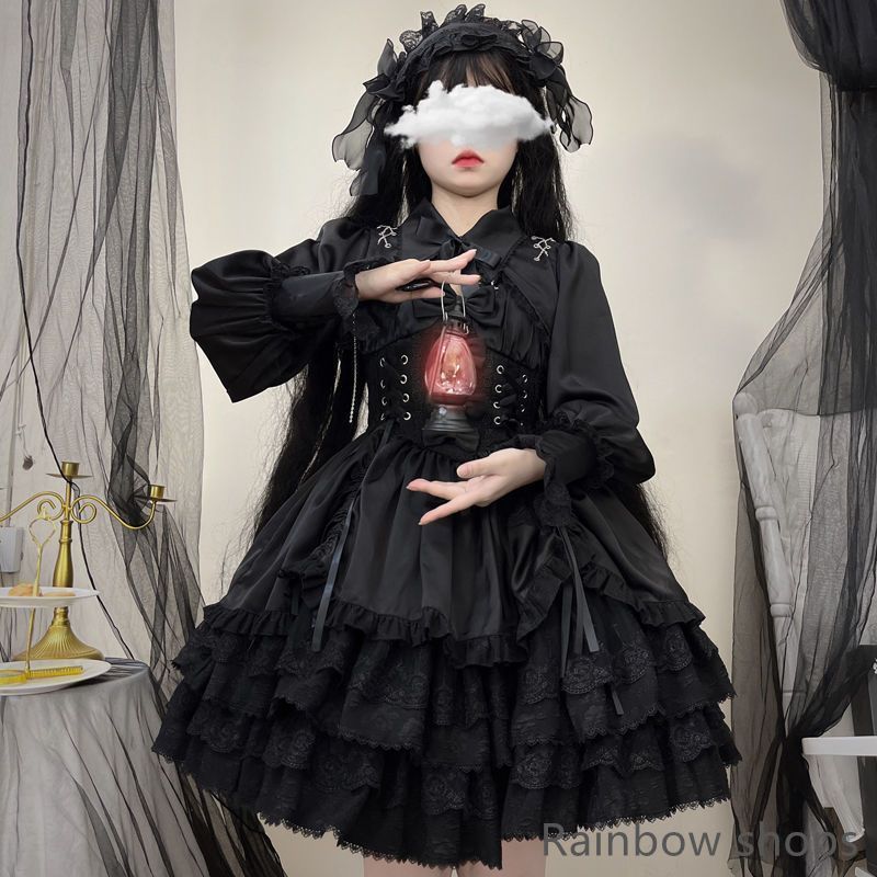 新作 オリジナルデザイン 暗黒ゴシック風 Lolitaワンピース jsk ドレス 新品未使用】2024 高品質 Lolitaワンピース【十字章】暗黒jsk