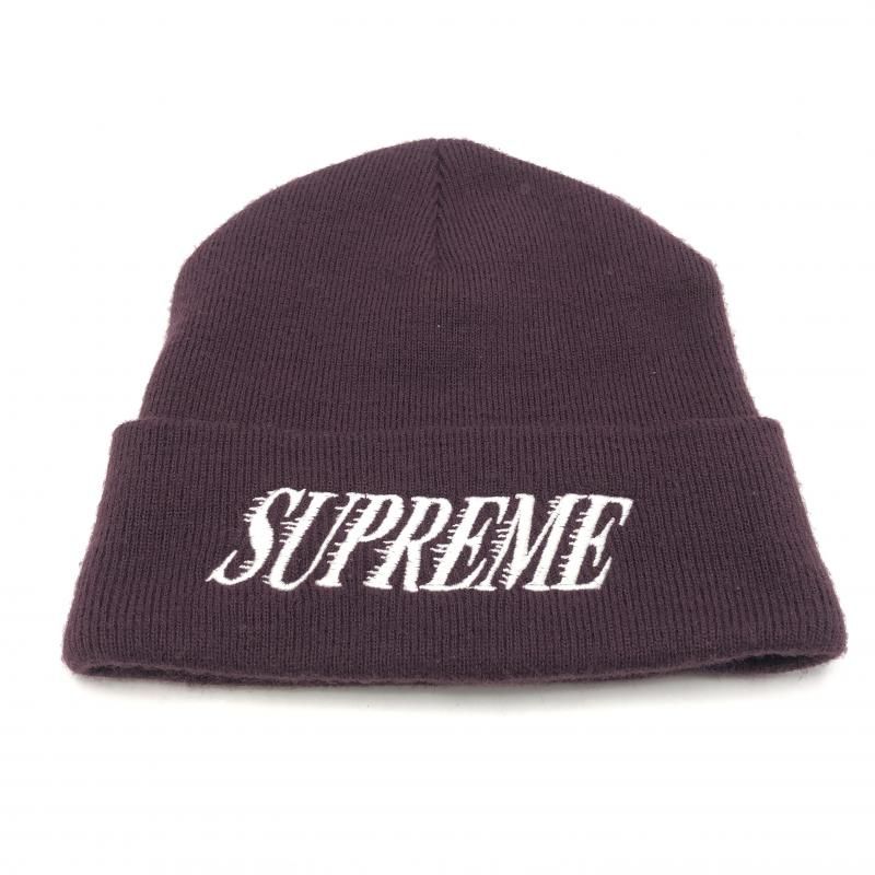 【中古】Supreme Logo Beanie ニット帽 ボルドー シュプリーム[10]