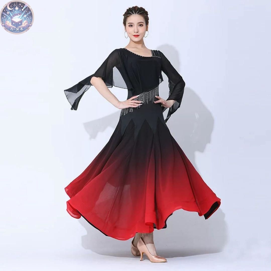 ストーン付きスタンダード向きワンピース✨ダンスパーティーや練習着にも最適 新品未使用 ストーン付きダンス練習用ワンピース スタンダードの