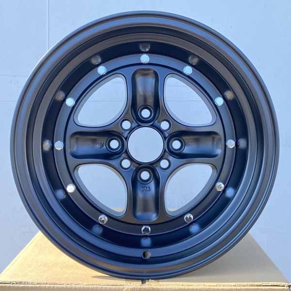 15インチ 数量 商品 ホイール4本セット 15×8J ±0 PCD 100 114.3 4穴 深リム 4本スポーク 旧車 スポーツカー ドリ車 ローダウン など カスタムサイズ マットブラック メッキビス