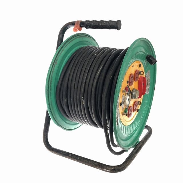 【久留米】【引き取り限定】【中古】日動 KS-EK34 ドラムリール 30m アース付　ブレーカー付 中古】日動 KS-EK34 ドラムリール 30m アース付 ブレーカー付