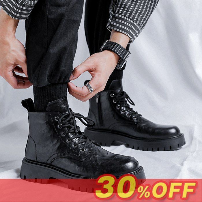 新作 上質 マーティンブーツ メンズ シューズ ショートブーツ 最高級牛革 本革保証 紳士靴 厚底 通勤通学 サイズ選択可 予約販売 K90-15 定価13万超*マーティンブーツ 最上級 メンズ 本革 ハイカット ビジネス