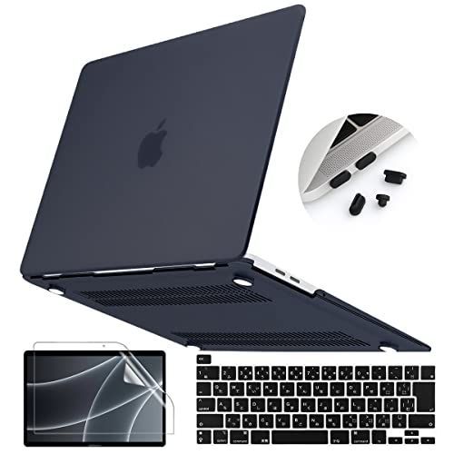 ブラック Teryeefi MacBook Pro 13インチ ケース 2022 2021 2020 対応モデル：A2338 M1 M2A2251A2289， 軽量 排気口 マット 保護カバー＆JIS日本語キーボードカバー＆液晶保護フィルムu0026ダストプラグ，ブラ