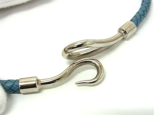HERMESエルメス 二連ジャンボブレス レザー 編込み ブルー ゴールド金具 HERMESエルメス 二連ジャンボブレス レザー 編込み ブルー