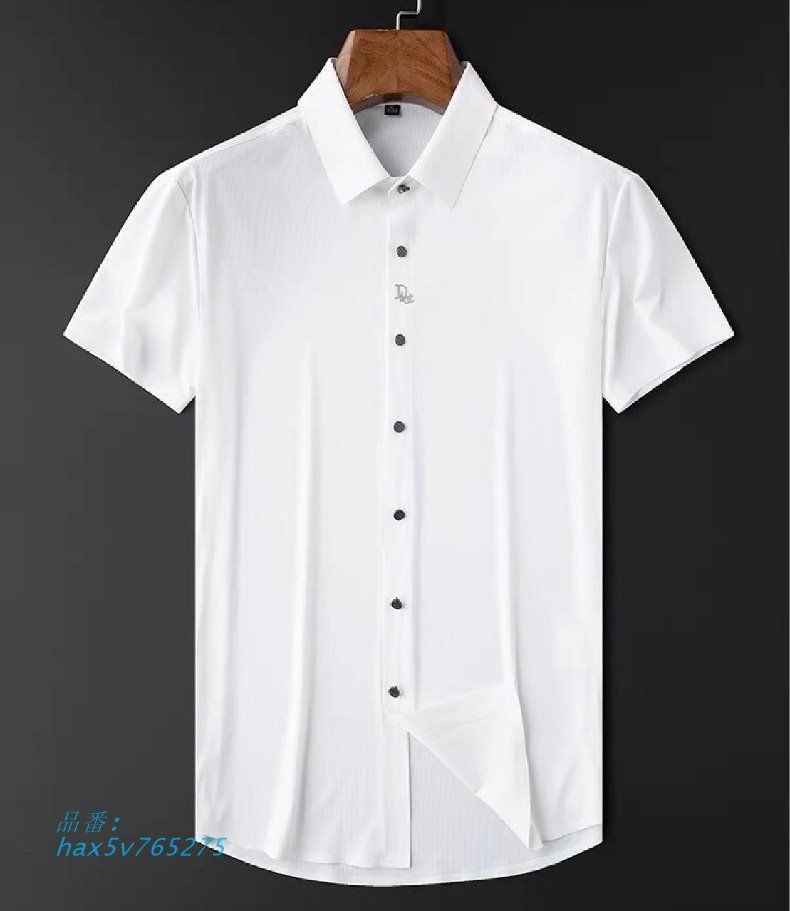 白シャツ ワイシャツ メンズ 半袖 ワンポイント キレイめ ノーアイロン トップス スリム ビジカジ 上質 形態安定 柔らかい ストレッチ ビジネス hax5v765275