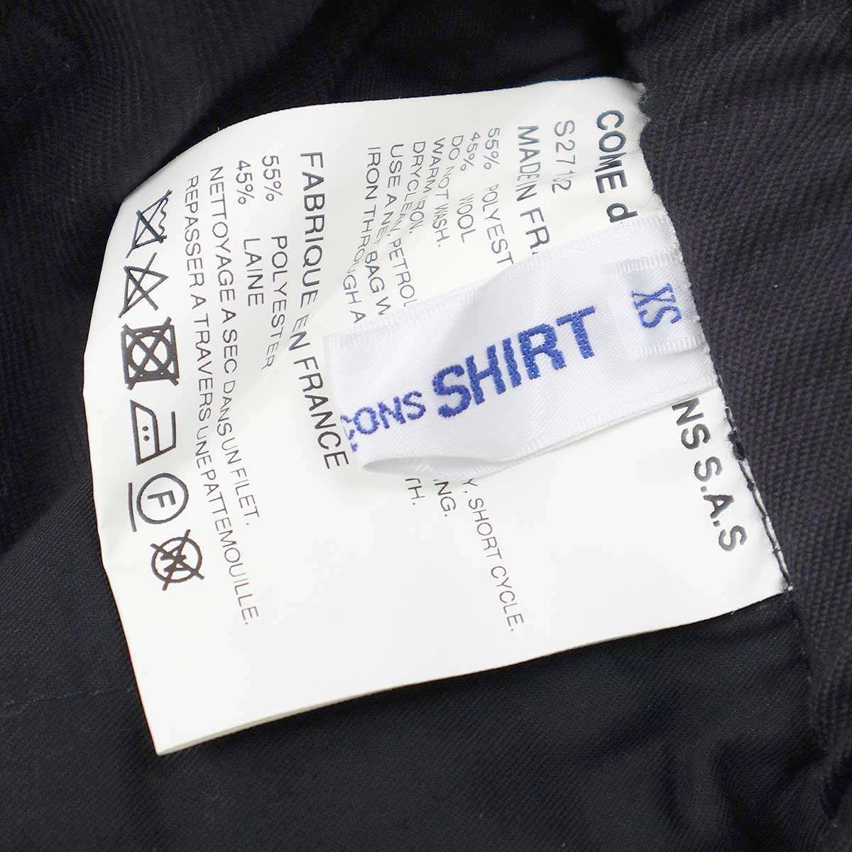 COMME des GARCONS SHIRT コムデギャルソンシャツ 19SS ウールポリエステルギャバジンイージーパンツ S27132 ブラック  XS