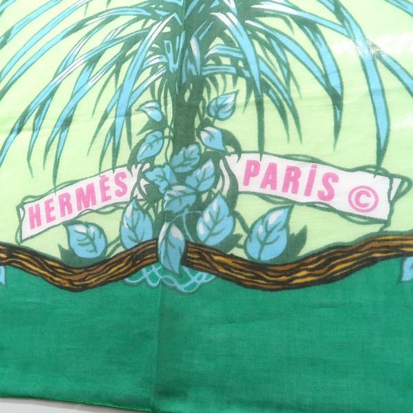 HERMES パレオ 大判ショール コットン100％ ジャングル レオパード 豹