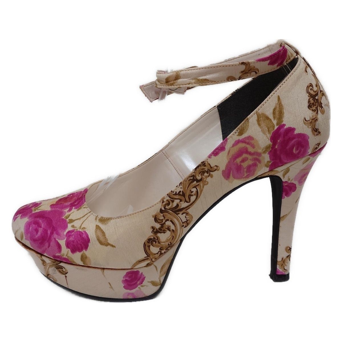 JESUS DIAMANTE ジーザスディアマンテ パンプス L レディース - アイボリー×ライトピンク×マルチ 花柄 コットン