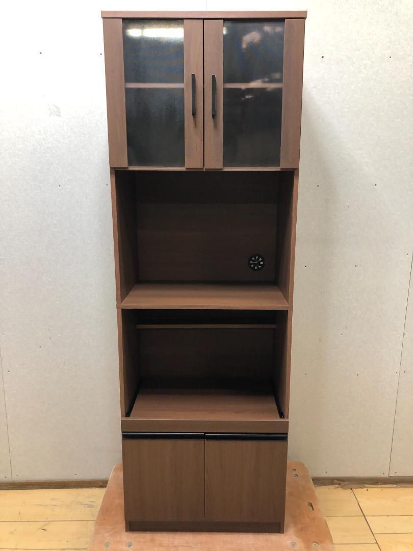 ニトリ レンジ台 フォルムN RE1860 MBR 木目調ブラウン 食器棚 キッチン収納 スライド棚付き 炊飯器やレンジ収納に便利 88279-1-001