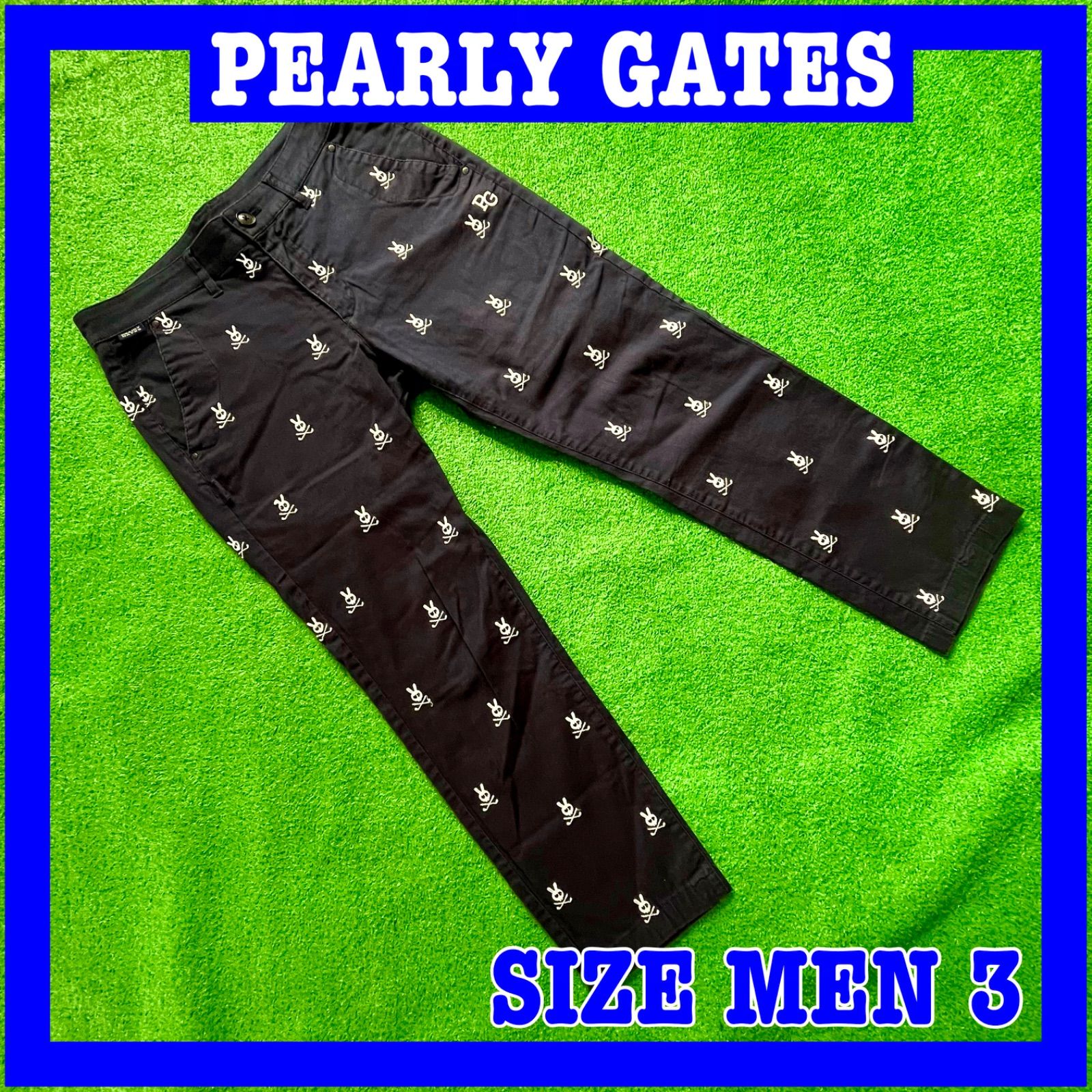 PEARLY GATES パーリーゲイツ 30周年モデル バニー刺繍総柄 コットン ストレッチ ゴルフパンツ 3