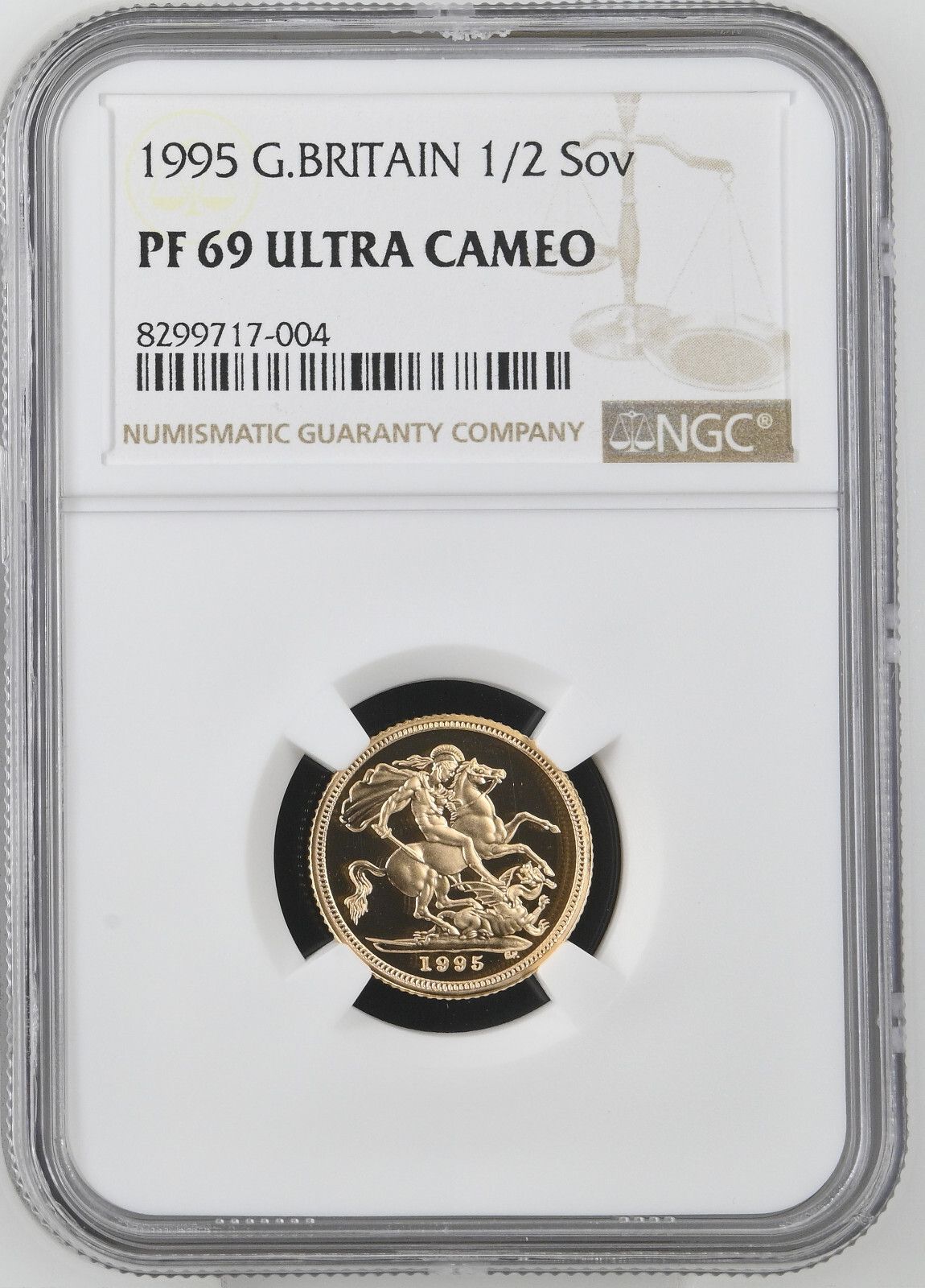 Great Britain UK 1995 1|2 Half Sovereign 0.1177 Oz AGW G Proof Coin NGC PF69
