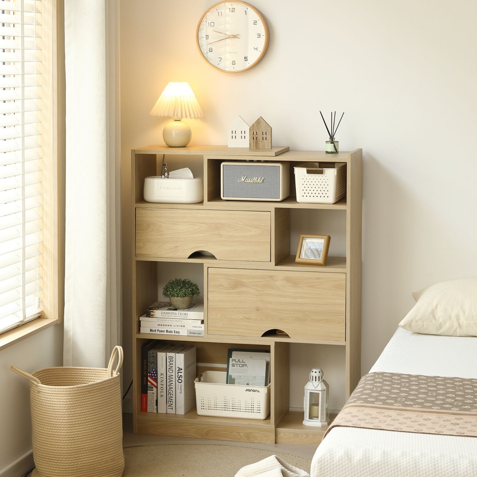 価格ｘ送料無料 伸縮ラック オープンシェルフ リビング収納 薄型 木製 本棚 おしゃれ キャビネット シンプル おしゃれ リビング収納 キッチン収納 幅60～110cm 高さ116cm 奥行30cm